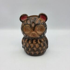 Vtg 50's Lego Japan Bear with Glasses Ceramic Napkin Holder Brown 4" x 2.5" x 2"